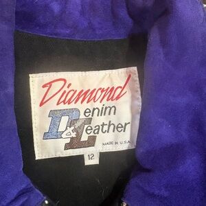 Diamond Denim & Leather Purple Leather Vintage Jacket